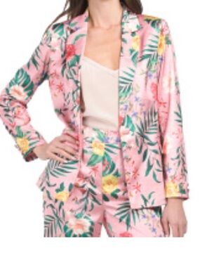 ✨NWOT✨Rachel Zoe Pink Floral Satin-like Blazer